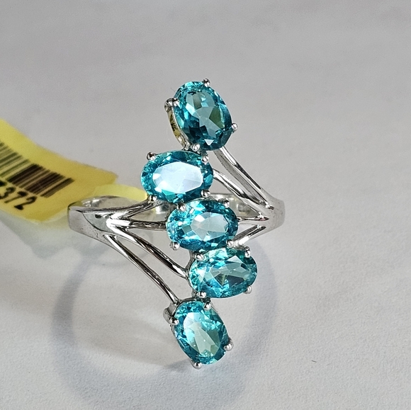 Genuine Paraiba Topaz in Platinum over Sterling Silver Sz 9! ✨️ NWT - Picture 6 of 13